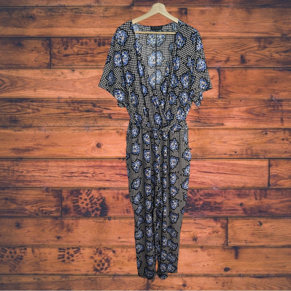Eloquii‎ Floral Tie Waist Pocket Jumpsuit Size 22